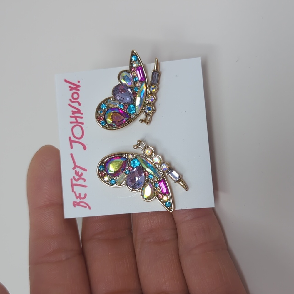 NWT Betsey Johnson Multicolor Butterfly Earrings - Picture 6 of 6